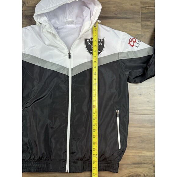 Coors Light NFL Raiders Windbreaker Jacket SZ Small Black/White/Grey - Picture 4 of 7